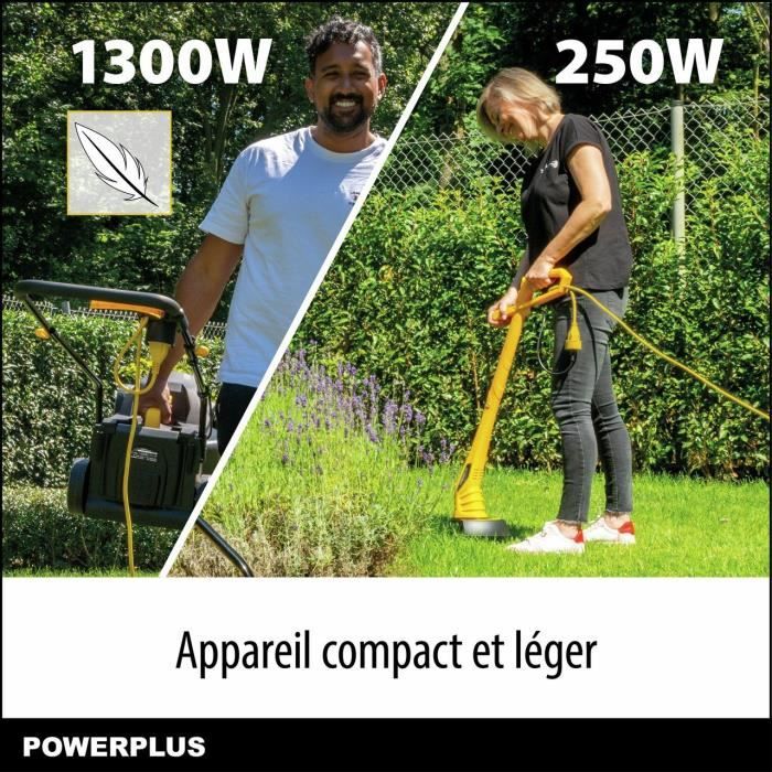 Electric Lawn Mower and Edger - POWERPLUS - POWXG62205T - 1300 W & 32 mm Ø Lawn Mower - 250 W & 220 mm Ø Edger