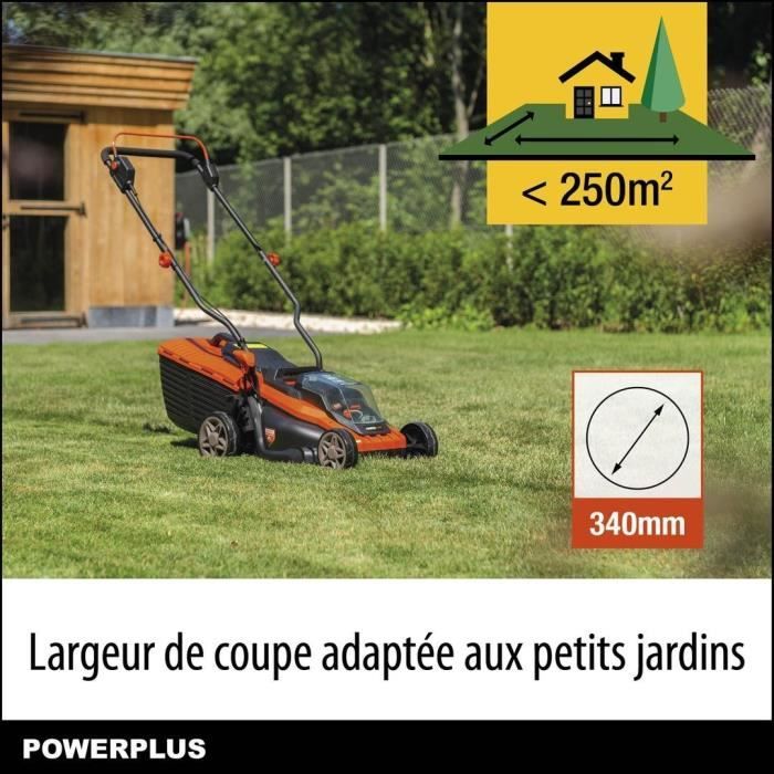 Battery mower 20V 34 cm of Dual Power Power Powdpglws1 - 4Ah battery and charger included - Brushless engine