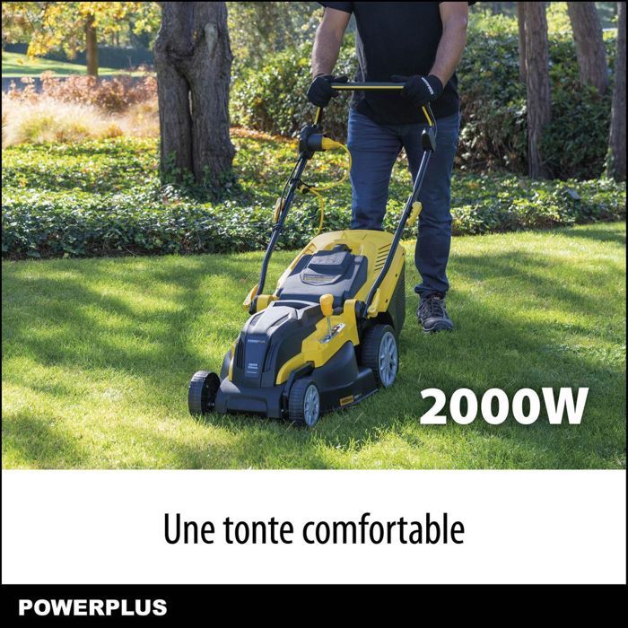 PowerPlus Powxg6281 Powxg6281 electric lawn mower - 2000 W lawn mower, 420 mm Ø, with collection, mulching and rear ejection