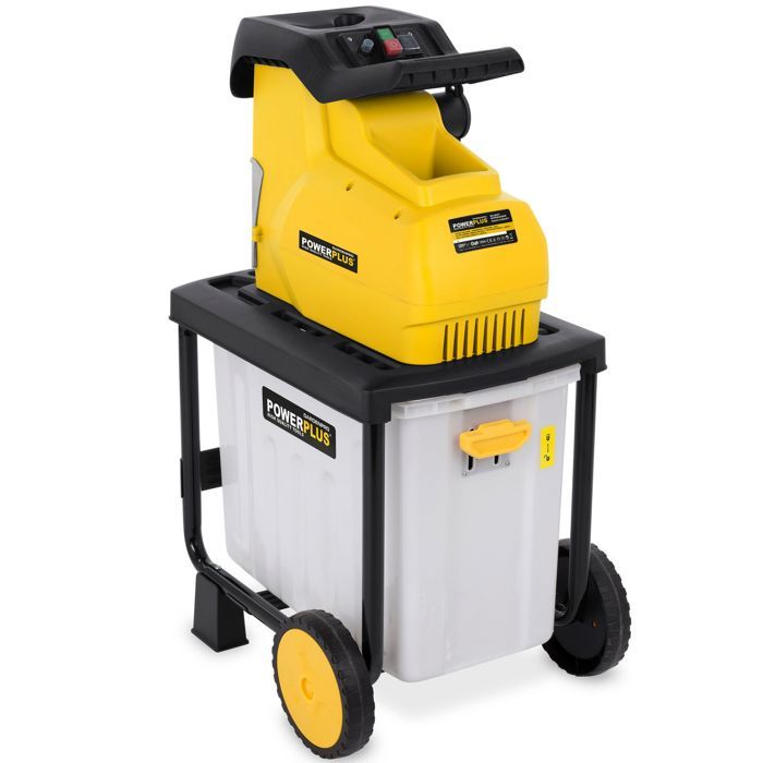 POWERPLUS Electric plant crusher POWXG6462 - 2800 W, max. Ø45 mm, Pusher, wheels and collection bag 60 l included