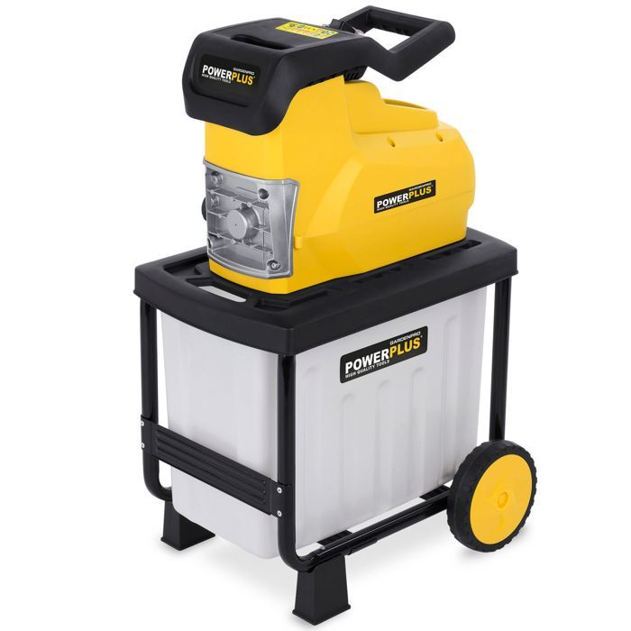 POWERPLUS Electric plant crusher POWXG6462 - 2800 W, max. Ø45 mm, Pusher, wheels and collection bag 60 l included