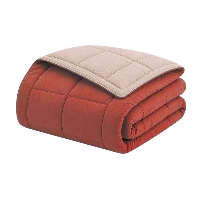 POYET MOTTE Quilt Microfiber 400g / m² CALGARY - 140 x 200 cm - Pebble gray and Brown gimgembre