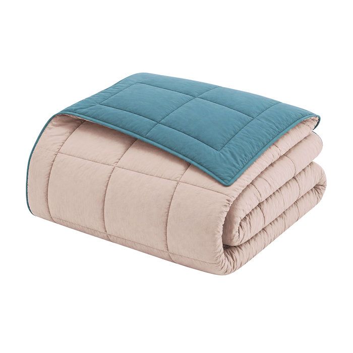 Poyet Motte Duvet Microfiber 400g/m² Calgary - 140 x 200 cm - Gralet gray and lake green