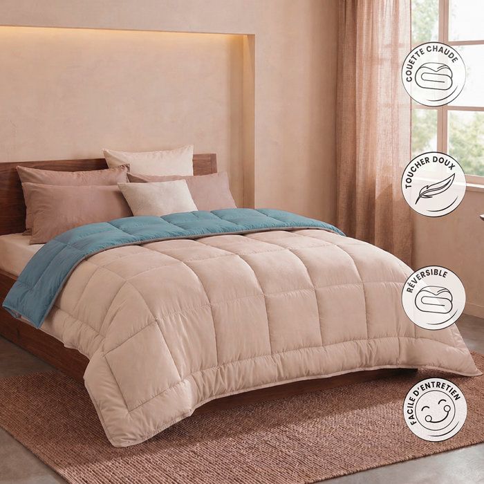 Poyet Motte Duvet Microfiber 400g/m² Calgary - 220 x 240 cm - Gralet gray and green lake