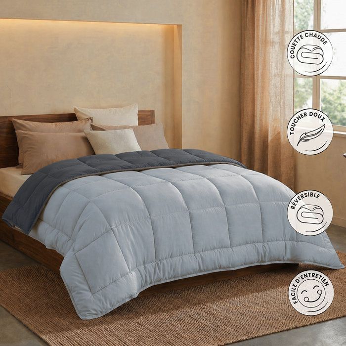 HUDSON Légere microfiber duvet 200g/m² 220x240cm steel & silver