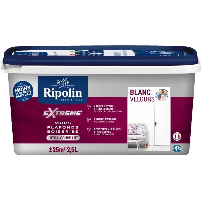 Extreme paint for walls and ceilings - Velvet white - RIPOLIN - 2.5 L