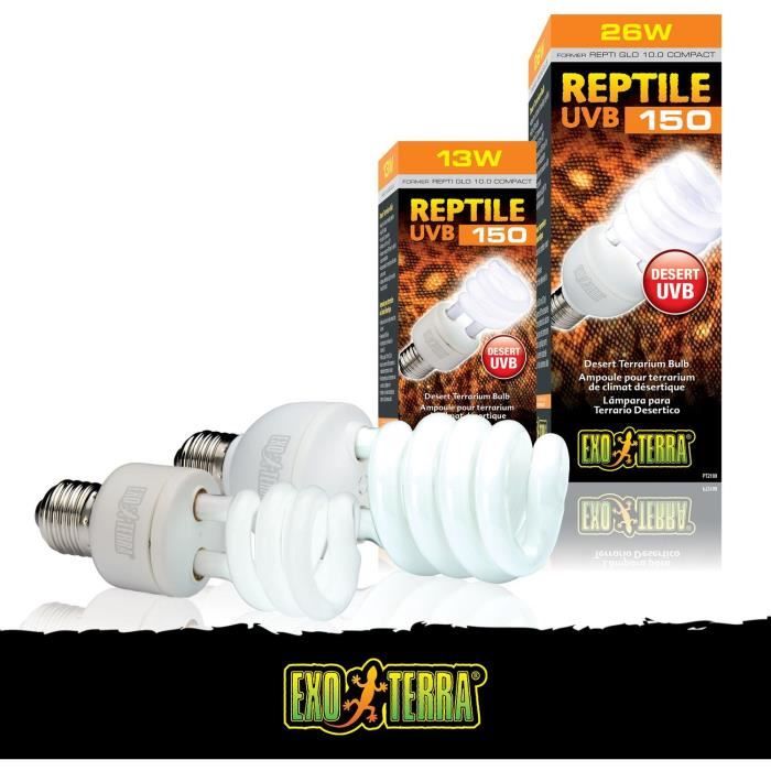 UVB Compact Fluorescent Bulb for Terrarium - EXO TERRA - Reptile UVB 150 - Desert Climate 26W
