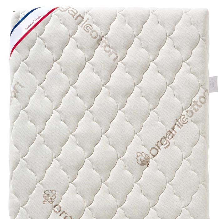 Organic Cotton Baby Mattress - 60x120x10 cm - 100% Cotton - Removable cover - No chemical treatment