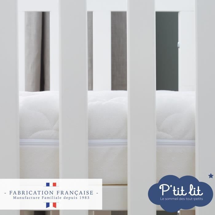 Air-conditioned baby mattress - 70x140x10 cm - Reversible - Removable cover - Anti-mite - Made in France
