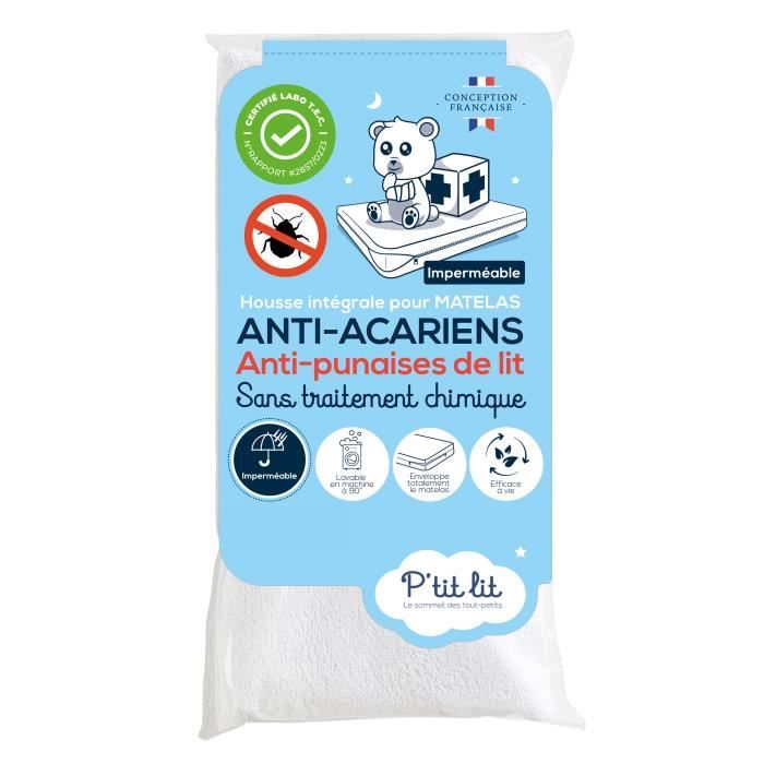 Waterproof full mattress cover - Anti-bedbug - 70x140x15 cm - Zipper closure - Without chemical treatment