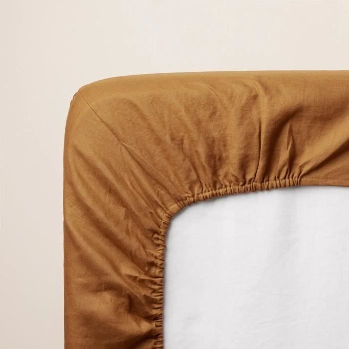 Fitted sheet - P'TIT DODO - 60 x 120 cm - Jersey - Caramel