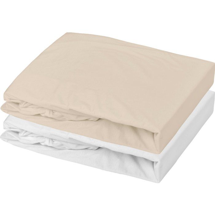 Set of 2 fitted sheets - P'TIT DODO - Jersey - 60 x 120 cm - White / Nude