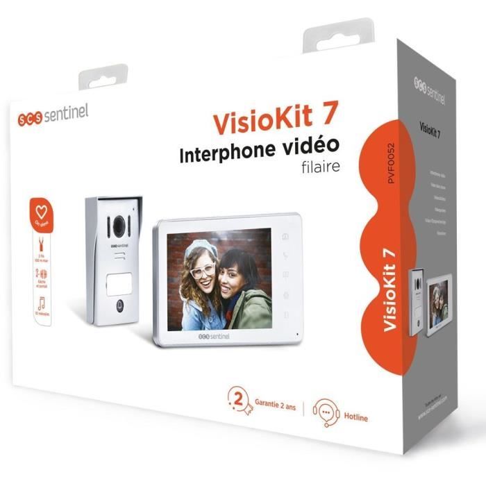 Wired video intercom, white color - VisioKit 7 - SCS SENTINEL
