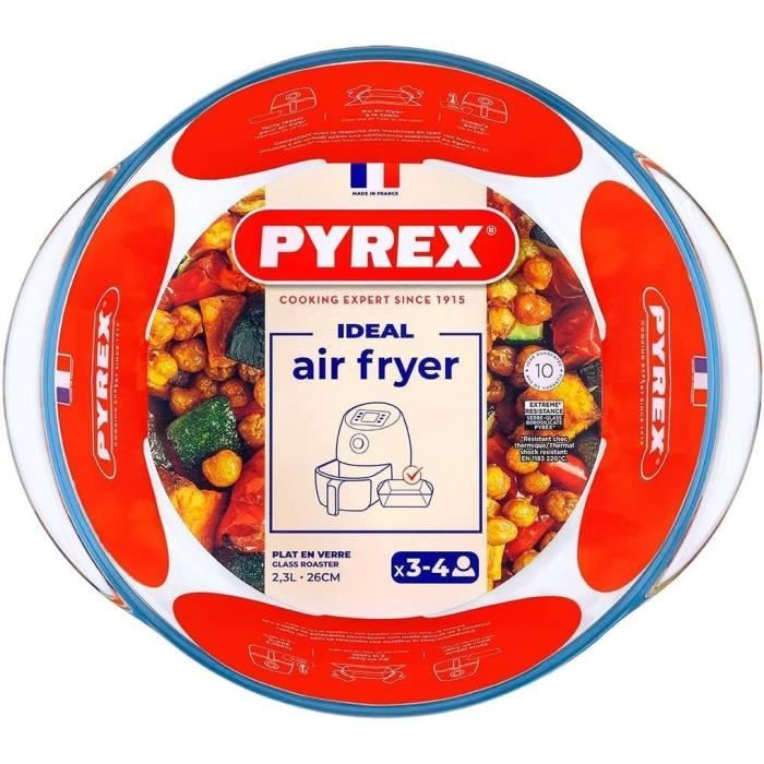 Air fryer dish - PYREX - 1450144 - Round - Borosilicate glass - 26 cm