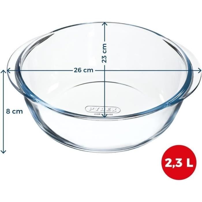 Air fryer dish - PYREX - 1450144 - Round - Borosilicate glass - 26 cm