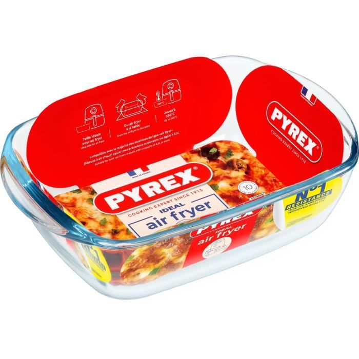 Air fryer dish - PYREX - 1450143 - Rectangular - Borosilicate glass - 23 x 15 cm