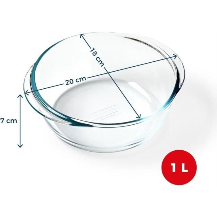 Air fryer dish - PYREX - 1450140 - Round - Borosilicate glass - 20 cm