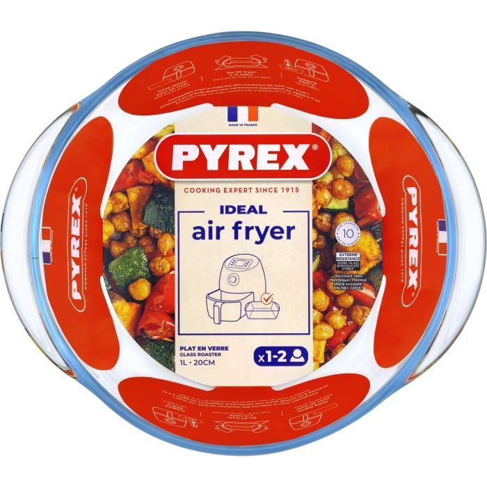 Air fryer dish - PYREX - 1450140 - Round - Borosilicate glass - 20 cm