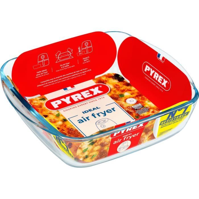 Air fryer dish - PYREX - 1450142 - Square - Borosilicate glass - 25 x 22 cm