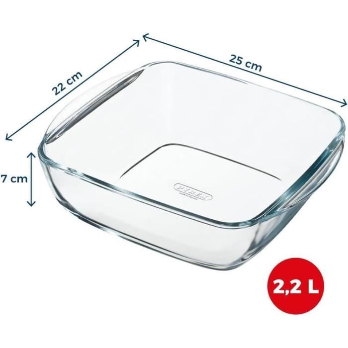 Air fryer dish - PYREX - 1450142 - Square - Borosilicate glass - 25 x 22 cm