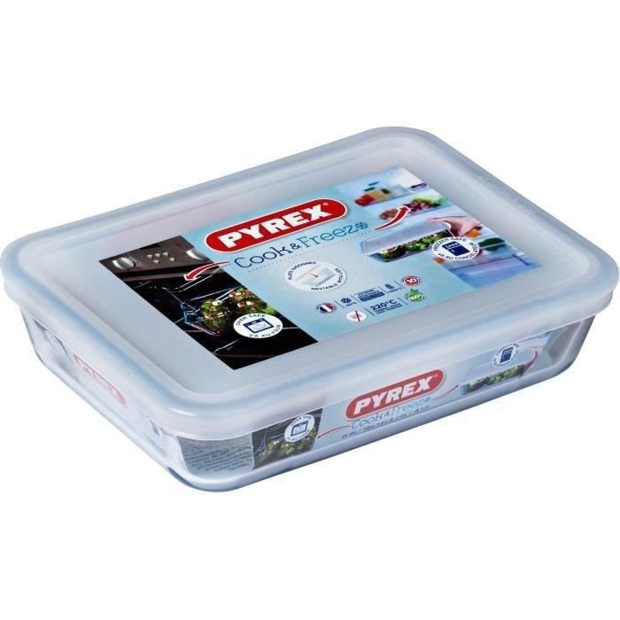 PYREX - 241P000 / 7046 - Rectangular dish with lid - 19cm * 14 cm - Pyrex Cook & Freeze