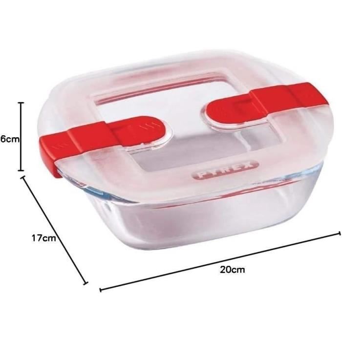 PYREX - COOK & HEAT - Square glass box with lid 20 * 17 cm
