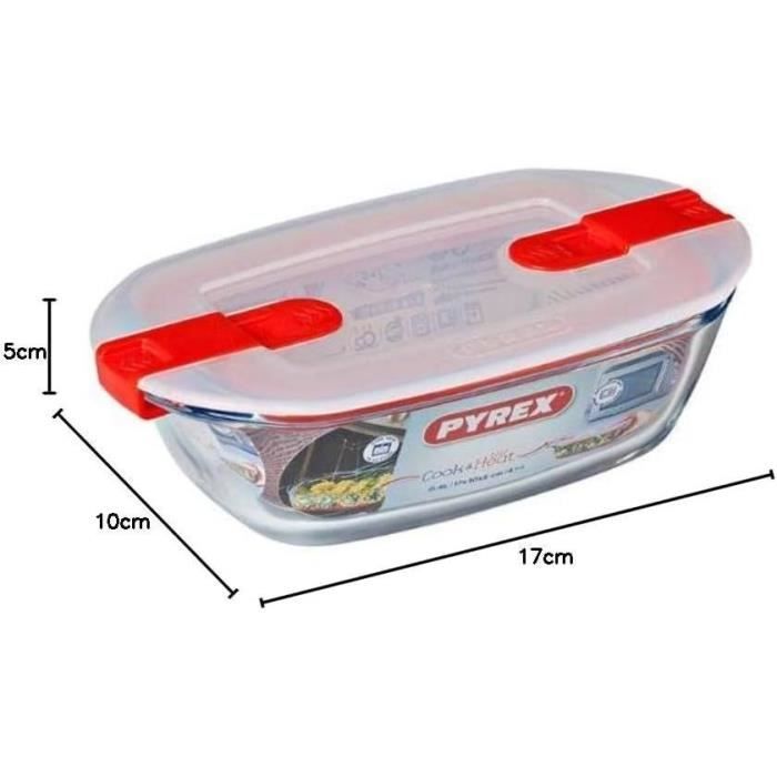 PYREX - COOK & HEAT - Rectangular glass box with lid 17 * 10 cm