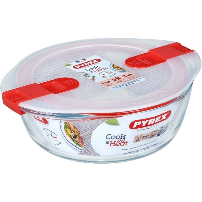 PYREX - COOK & HEAT - Round glass box with lid 20 * 18 cm