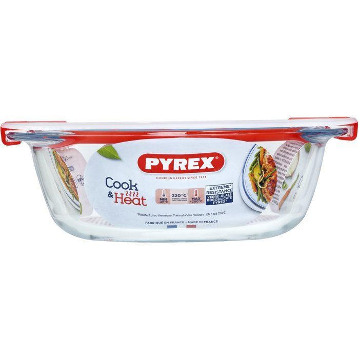 PYREX - COOK & HEAT - Round glass box with lid 20 * 18 cm