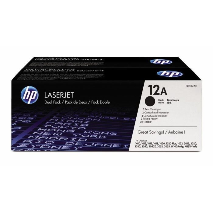 HP 12A (Q2612AD) Black Toner Cartridge for HP LaserJet - 2-Pack