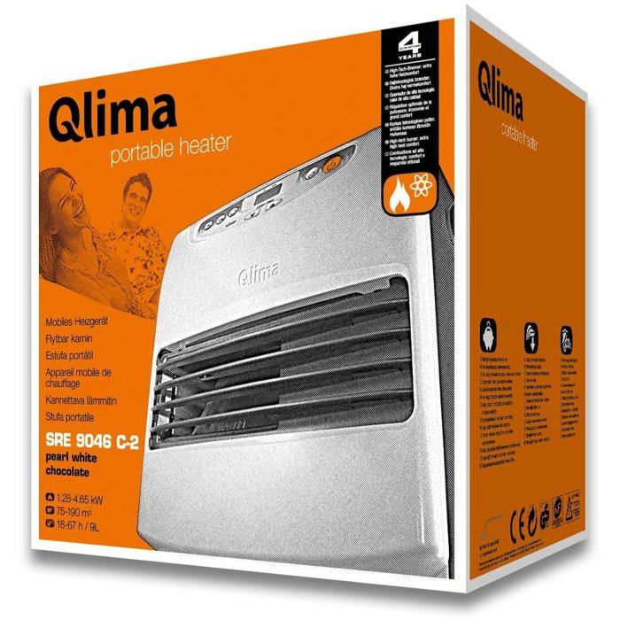 Electronic Kerosene Heater - QLIMA - SRE 9046C2 - Up to 54 m² - 9L Tank - Quiet - Black and White