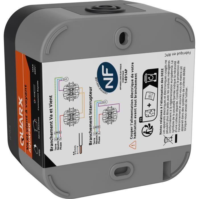 Two-way switch - QUARX - Aqua Pro - Outdoor, indicator light, IP55, 250V