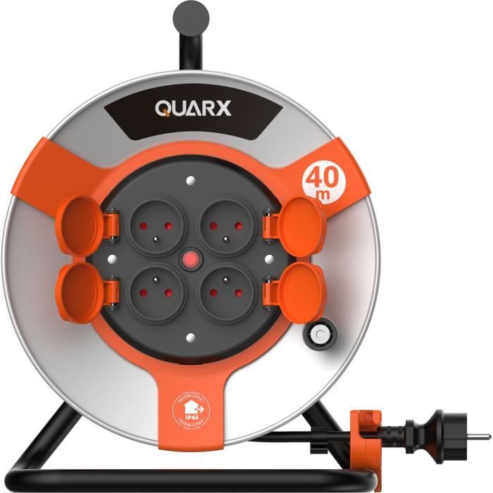 Hose reel - QUARX - Construction site - 40m, H05VV-F 3G1.5mm², metal drum