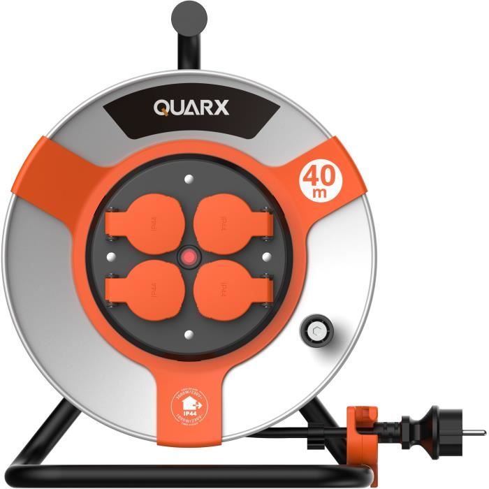 Hose reel - QUARX - Construction site - 40m, H05VV-F 3G1.5mm², metal drum