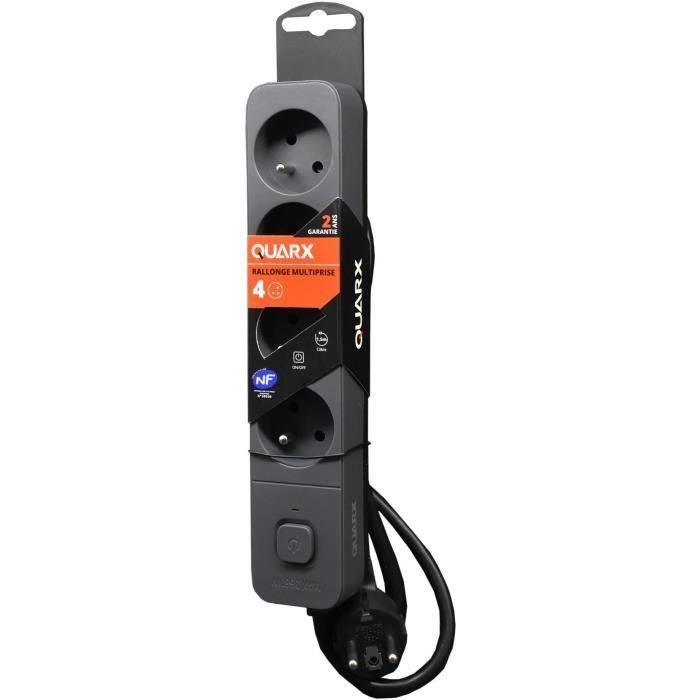 Power strip - QUARX - 4 sockets - With 3 USB ports, 1.5m cable