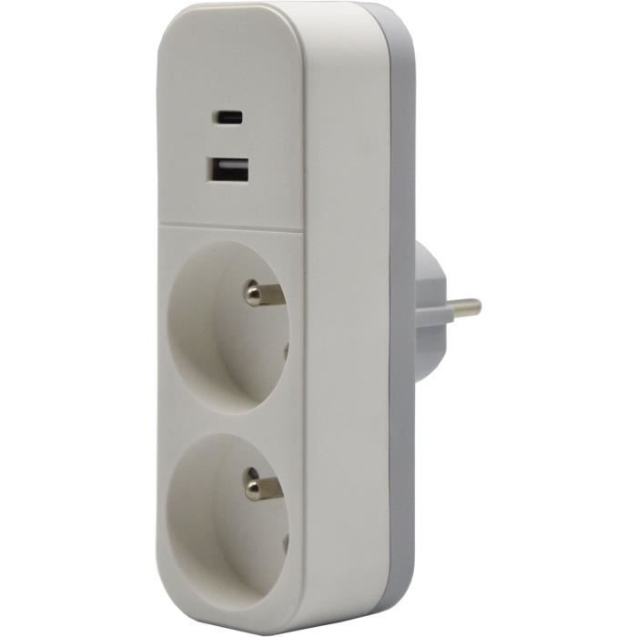 Biplite - QUARX - 2P 16A - With USB-A and USB-C, NF compliant