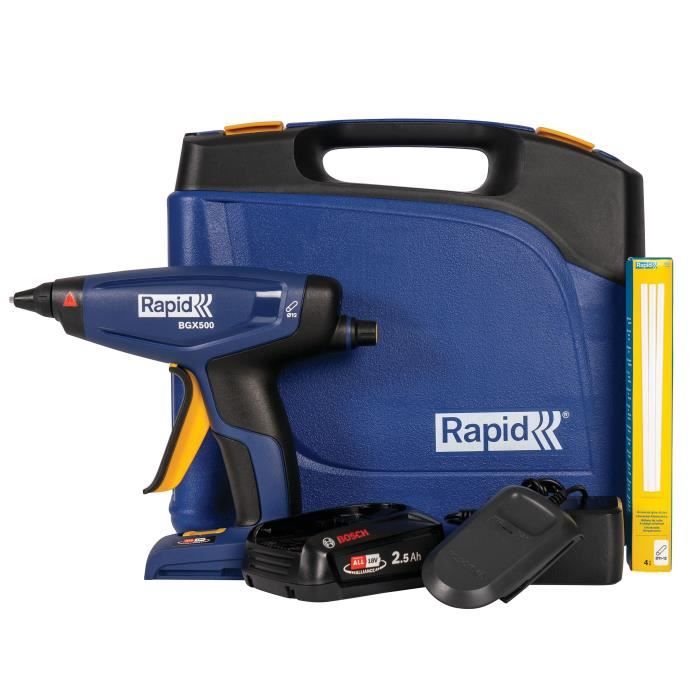 18V 900g/h battery-powered glue gun - RAPID - BGX500 - Case + 2.5Ah battery + charger
