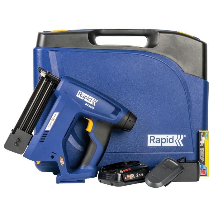 18V battery stapler for 53/8-20mm - 8/15-20mm - RAPID - BTX553 - Case + 2.5Ah battery + charger