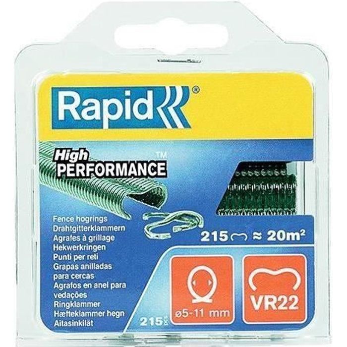 VR22 Rapid Agraf Wire Mesh Clip - Green Laminated - 215 staples