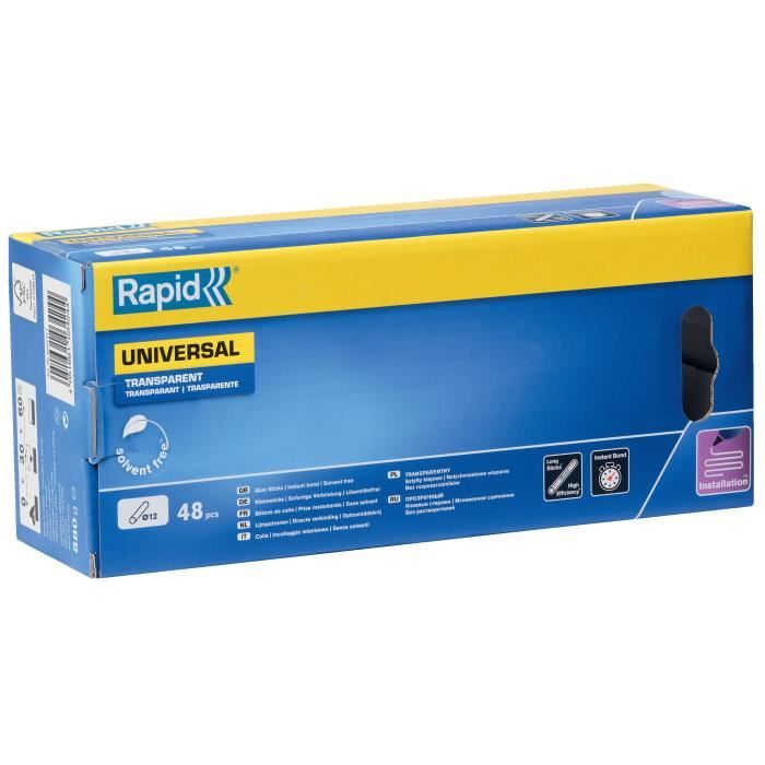 Glue - RAPID - 12mm x 48 sticks - Transparent - High flow - Setting time 15 sec