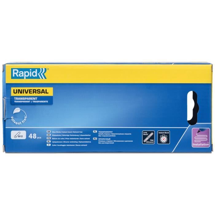 Glue - RAPID - 12mm x 48 sticks - Transparent - High flow - Setting time 15 sec