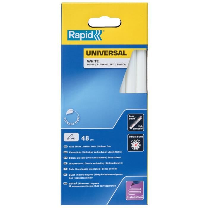 Glue - RAPID - Ø12mm - 48 sticks - White - High flow - Setting time 15 sec