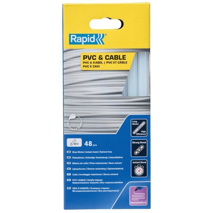 Glue sticks - Rapid - 12 mm - 48 sticks - PVC - Resin - Interior