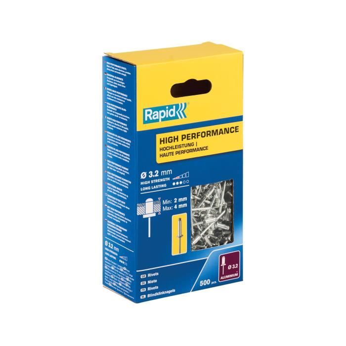 RAPID - Rivets - 3.2 x 8mm Alu ALU - Box of 500