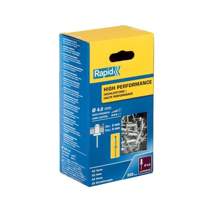 RAPID - Rivets - 4 x 12mm Alu ALU - Box of 500