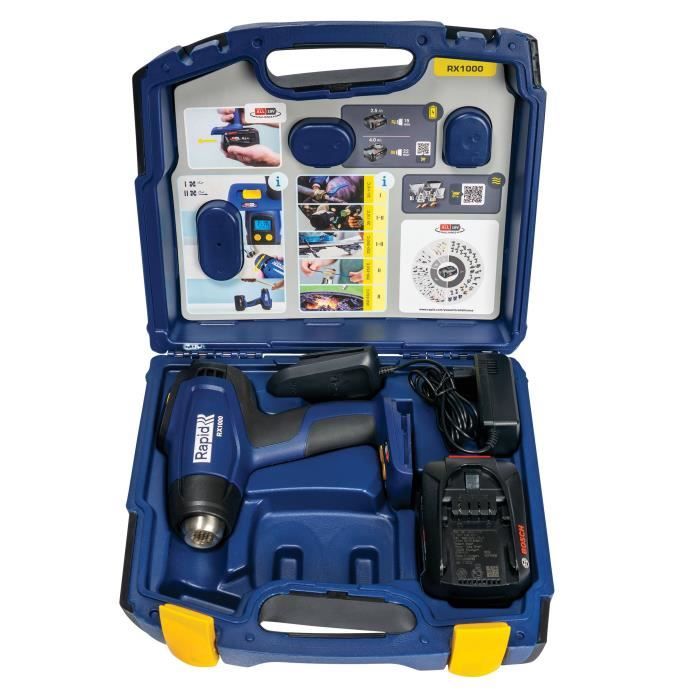 18V battery-powered hot air gun - RAPID - RX1000 - Case + 4.0Ah battery + charger