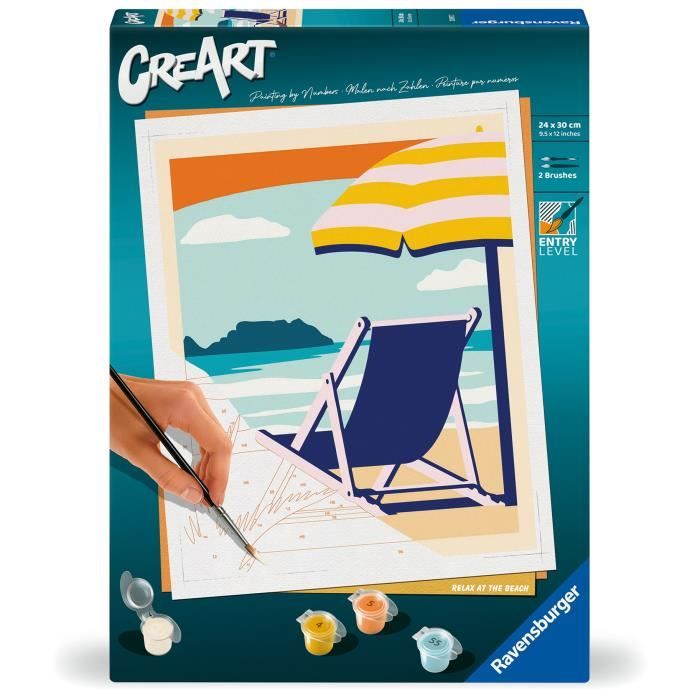 CreArt 24x30 cm Relax at the Beach, Adult, Paint by Numbers, 23897, Ravensburger