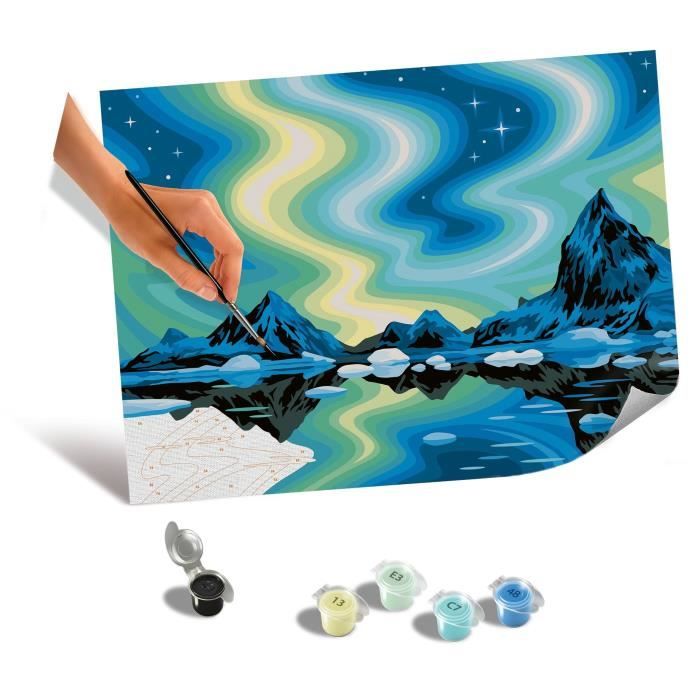 RavensburgerCreArt Canvas 30x40 cmNorthern LightsPaint by numbersAdultRelaxation and creative activityFrom 14 years old23907