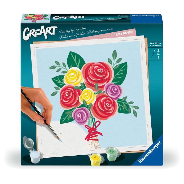 CreArt 20x20 cm Bouquet of roses, Creative leisure, Adult, Paint by numbers, 25520, Ravensburger