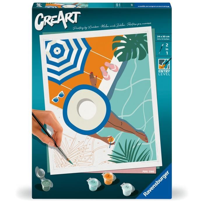 CreArt 24x30 cm Pool Time, Adult, Paint by Numbers, 25523, Ravensburger